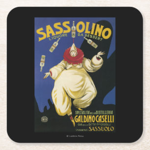 Sassolino Dessertlikör Werbeartikel Rechteckiger Pappuntersetzer