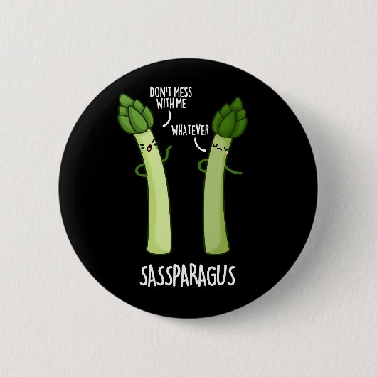 Sassparagus Funny Asparagus Gemüsepuppe Dark BG Button (Vorderseite)