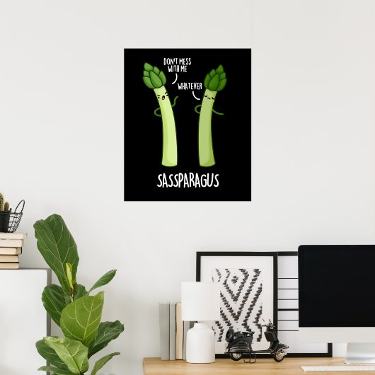 Sassparagus Funny Asparagus Gemüsepuppe Dark BG Poster (Heimbüro)