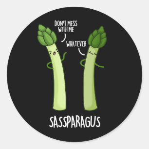 Sassparagus Funny Asparagus Gemüsepuppe Dark BG Runder Aufkleber