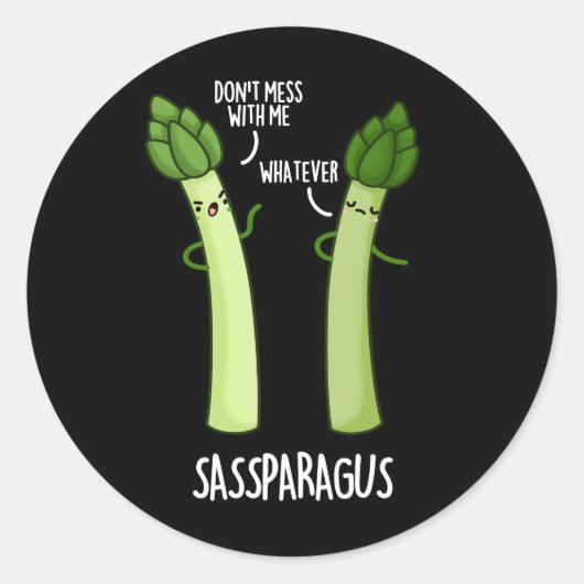 Sassparagus Funny Asparagus Gemüsepuppe Dark BG Runder Aufkleber (Vorderseite)