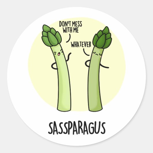 Sassparagus Funny Asparagus Gemüsepuppe Runder Aufkleber (Vorderseite)