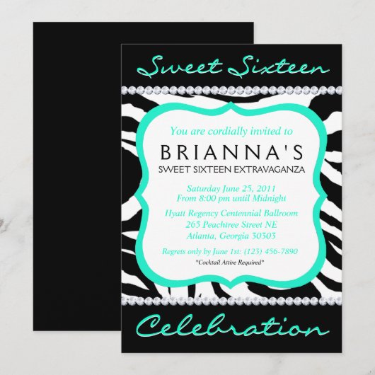 Sassy 16 . Geburtstag Einladung (Vorne/Hinten)