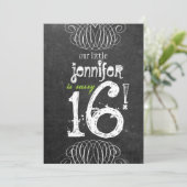 Sassy 16. Geburtstag-Tafel-Einladung Einladung (Stehend Vorderseite)