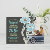 Sassy 70. Geburtstag Einladung Vintagen 40er Jahre (Stehend Vorderseite)