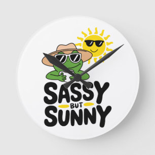 Sassy aber Sunny Frog Design - Funny Summer Runde Wanduhr