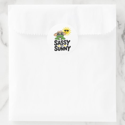 Sassy aber Sunny Frog Design - Funny Summer Runder Aufkleber (Tasche)
