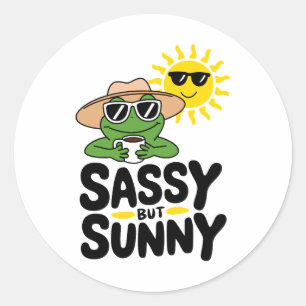 Sassy aber Sunny Frog Design - Funny Summer Runder Aufkleber