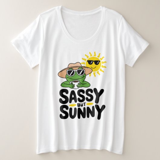 Sassy aber Sunny Frog Design - Funny Summer Women Große Größe T-Shirt (Design vorne)