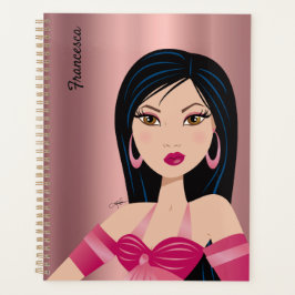 Sassy Asian Glam Girl Imitats Rose Gold Planner Planer