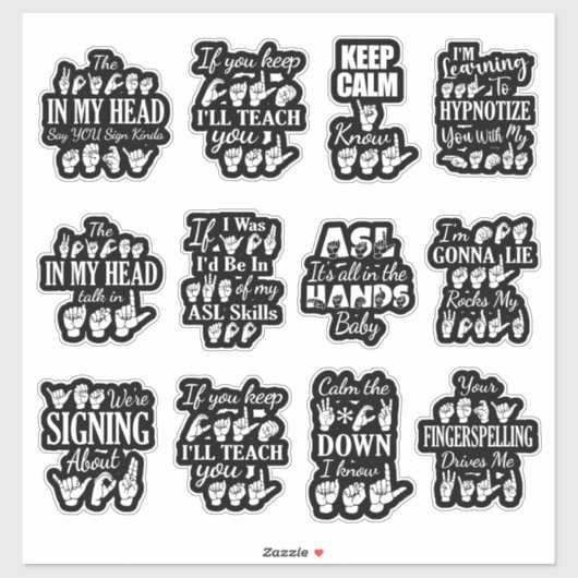 Sassy ASL Stickers - ASL Vibes Aufkleber (Blatt)