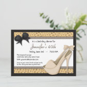 Sassy Beige Heels und Leopard Einladung (Stehend Vorderseite)