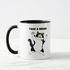 Sassy Black Cat Coffee Mug – Take a Break Reminder Tasse