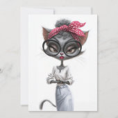 Sassy Black Cat Geburtstagsfeier Einladung (Vorderseite)