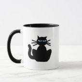 Sassy Black Cat mit Blue Eyes Cartoon Tasse (Links)