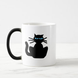 Sassy Black Cat mit Blue Eyes Cartoon Tasse