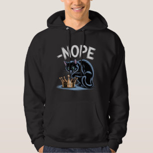Sassy Black Cat mit Crown & "NOPE" Quote Hoodie