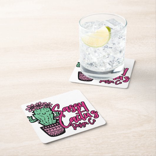SASSY CACTUS DESIGN GO [Logo 1] Rechteckiger Pappuntersetzer (Vor Ort)