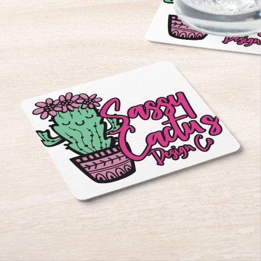 SASSY CACTUS DESIGN GO [Logo 1] Rechteckiger Pappuntersetzer (angewinkelt)