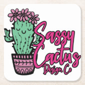 SASSY CACTUS DESIGN GO [Logo 1] Rechteckiger Pappuntersetzer (Vorderseite)