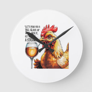 Sassy Chicken Weinroute Mendrisiotto Runde Wanduhr