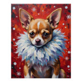 Sassy Chihuahua Dog in Fluffy Winter Fur Collar Poster (Vorderseite)