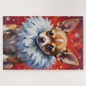 Sassy Chihuahua Dog in Fluffy Winter Fur Collar Puzzle (Horizontal)