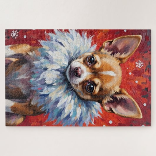 Sassy Chihuahua Dog in Fluffy Winter Fur Collar Puzzle (Horizontal)