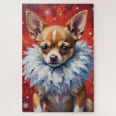 Sassy Chihuahua Dog in Fluffy Winter Fur Collar Puzzle (Vertikal)