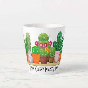 Sassy Classy Kaktus-Pflanzen-Lady-Aquarell Milchtasse