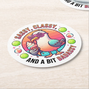 Sassy, Classy und ein bisschen Badassy Runder Pappuntersetzer