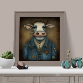 Sassy Cow Threads - Funny Cow in einem Kostüm Poster