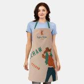 Sassy Cowgirl Yeehaw Terracotta Aquamarin Monogram Schürze (Getragen)