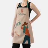 Sassy Cowgirl Yeehaw Terracotta Aquamarin Monogram Schürze (InSitu)