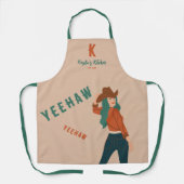 Sassy Cowgirl Yeehaw Terracotta Aquamarin Monogram Schürze (Vorderseite)