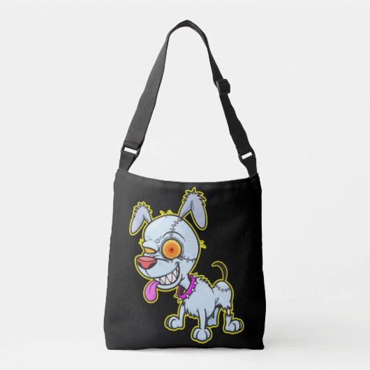 Sassy Cranky Zombie Dog Illustration Tragetaschen Mit Langen Trägern (Vorderseite)