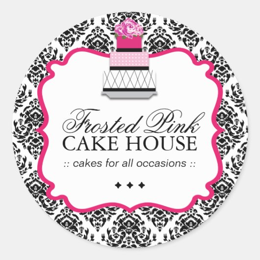 Sassy Damask Cake - Verpackungsaufkleber Runder Aufkleber (Vorderseite)