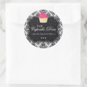 Sassy Damask Cupcake - Verpackungsaufkleber Runder Aufkleber (Tasche)