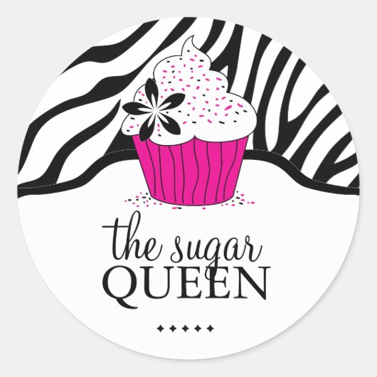 Sassy Decorative Zebra Streifen Bäckereikleber Runder Aufkleber (Vorderseite)