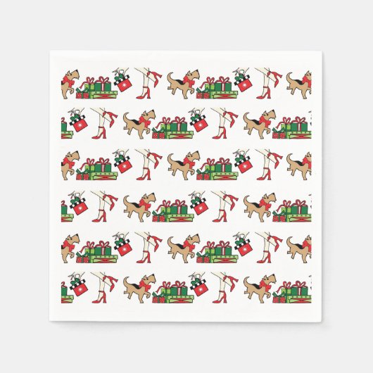 Sassy Dog Holiday Paper Napkins, Standard Cocktail Serviette (Vorderseite)