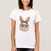 Sassy Easter Bunny Glasses Leopard Bow Tie Women's T-Shirt (Vorderseite)