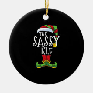 Sassy Elf Familie Matching Christmas Group Funny.p Keramik Ornament