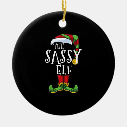 Sassy Elf Familie Matching Christmas Group Funny.p Keramik Ornament (Vorne)