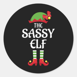 Sassy Elf Family Matching Group Weihnachten Runder Aufkleber