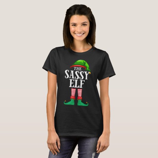 Sassy Elf Matching Family Christmas Pajama T - Shi T-Shirt (Vorne ganz)