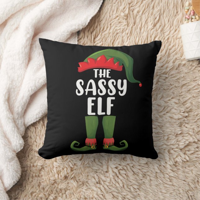 Sassy Elf Matching Family Group Weihnachts-Party Kissen (Decke)