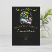 Sassy Elf Squad Girls Night Weihnachten Geburtstag Einladung (Stehend Vorderseite)