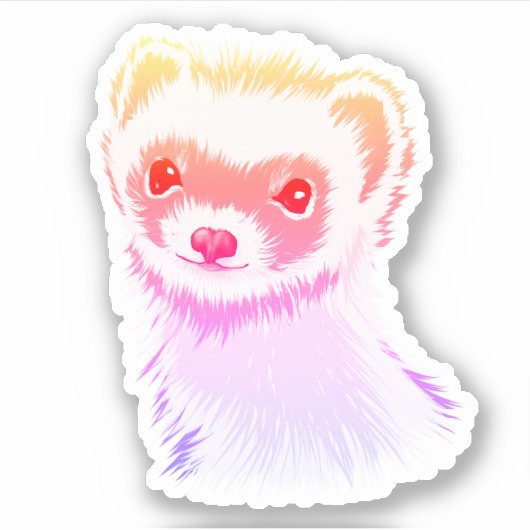 Sassy Ferret in Regenbogenfarben Aufkleber (Vorderseite)