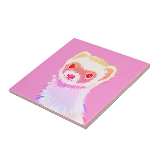 Sassy Ferret in Regenbogenfarben Fliese (Seite)