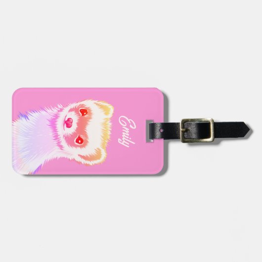 Sassy Ferret in Regenbogenfarben Gepäckanhänger (Vorderseite horizontal)